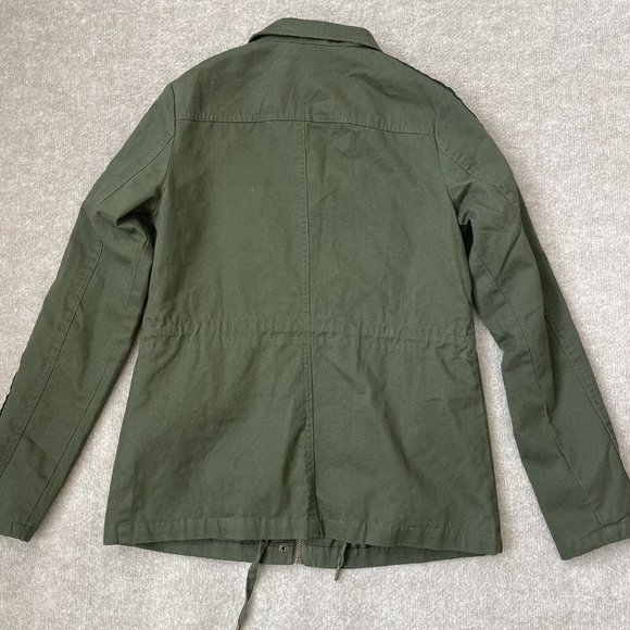 Peyton Jensen Jacket Womens Small Green Utility Pockets Casual Full Zip Snaps - Picture 10 of 10
